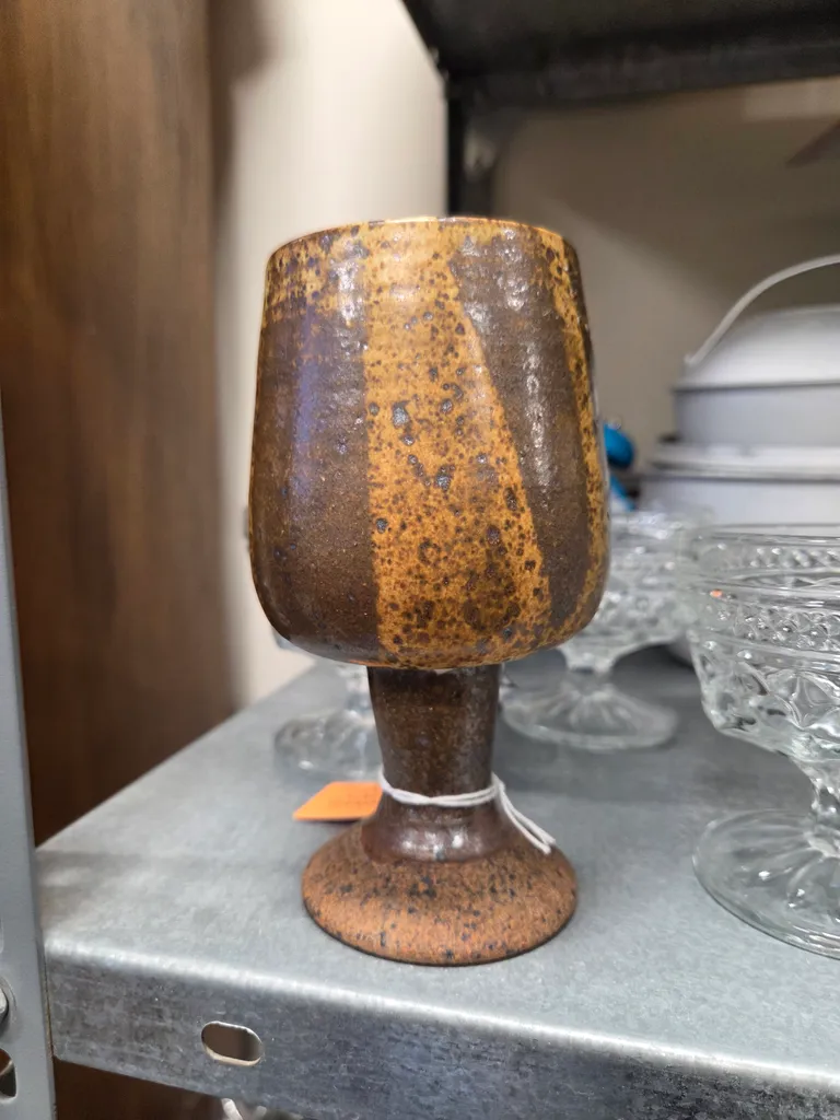 Handmade ceramic wine glass photo 1