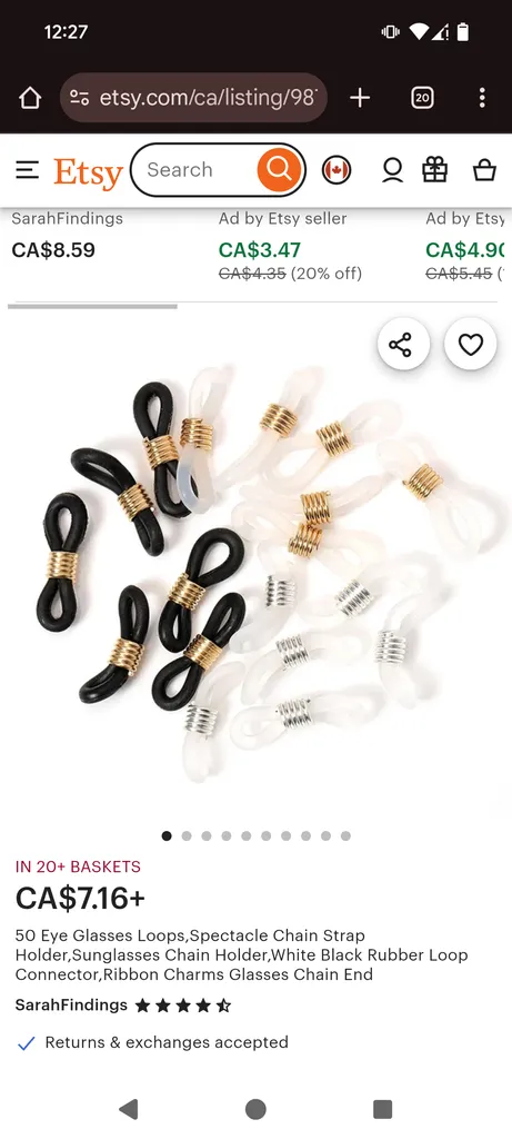 Glasses loop / rubber loop connector photo 1