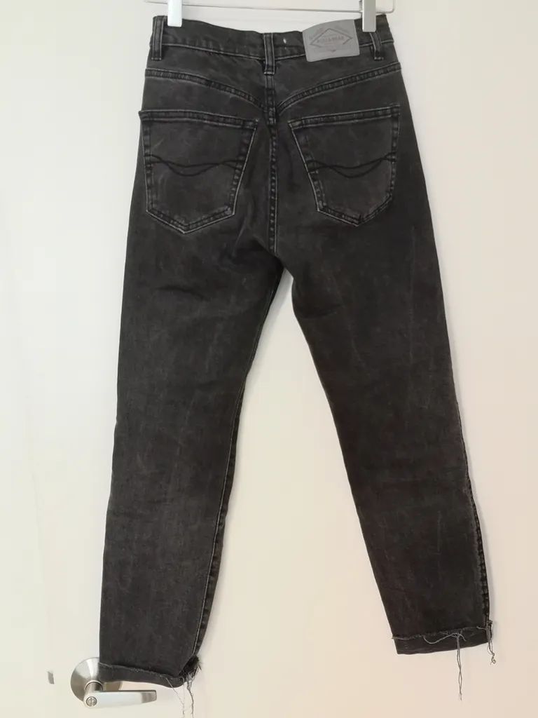 Black / Dark Grey wash Ankle Mom Jeans - Pull & Bear -size 2 photo 1