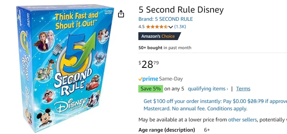 5 sec rule game Disney edition photo 1