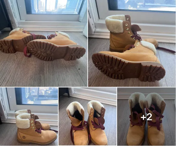 Women's Timberlands:  size 7.5 genuine 6 inch shearling trim photo 1