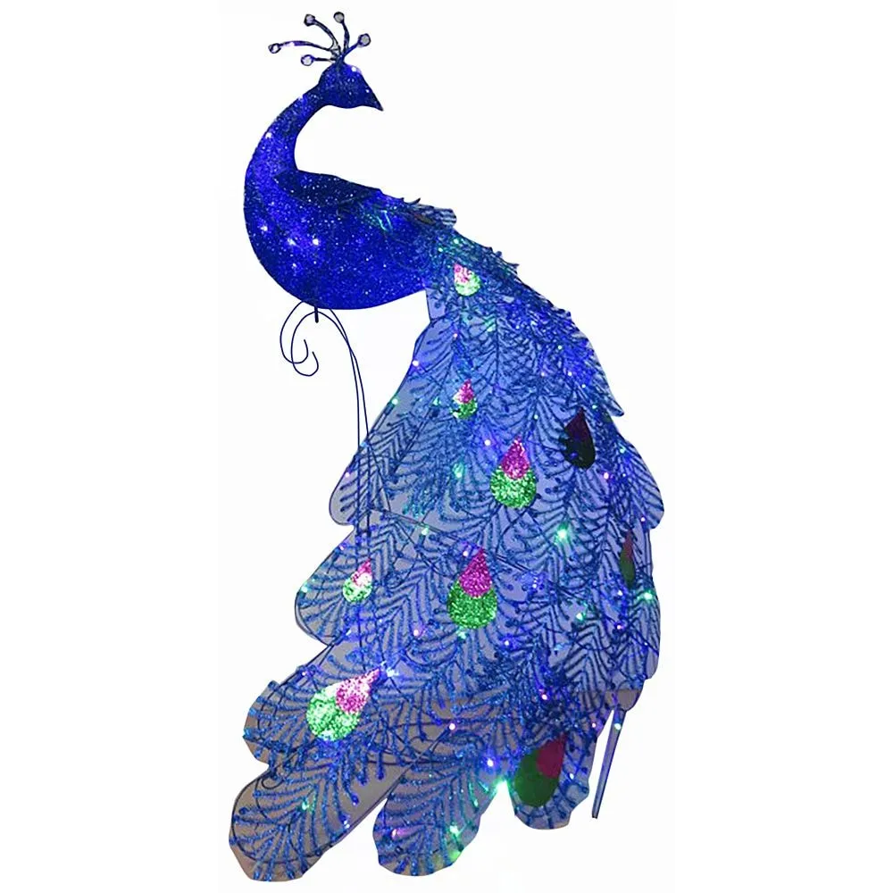 LightShow 60-inch Decorative Slim Sparkle Feather Peacock photo 1