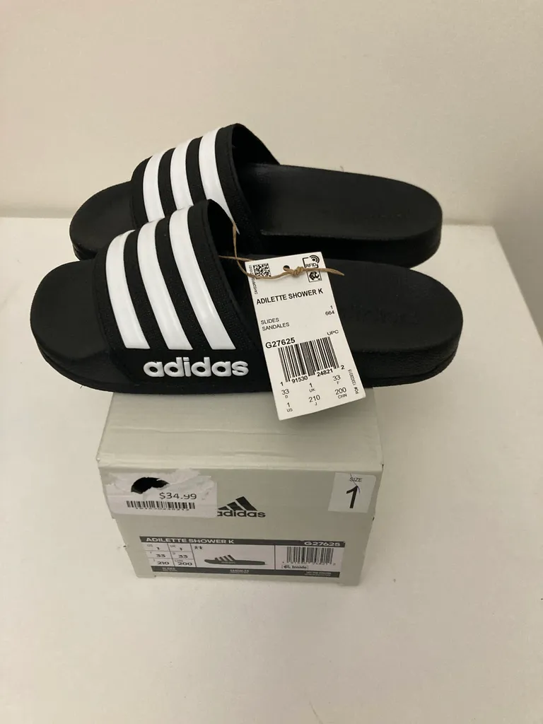BNIB adidas youth sz 1 slides photo 1