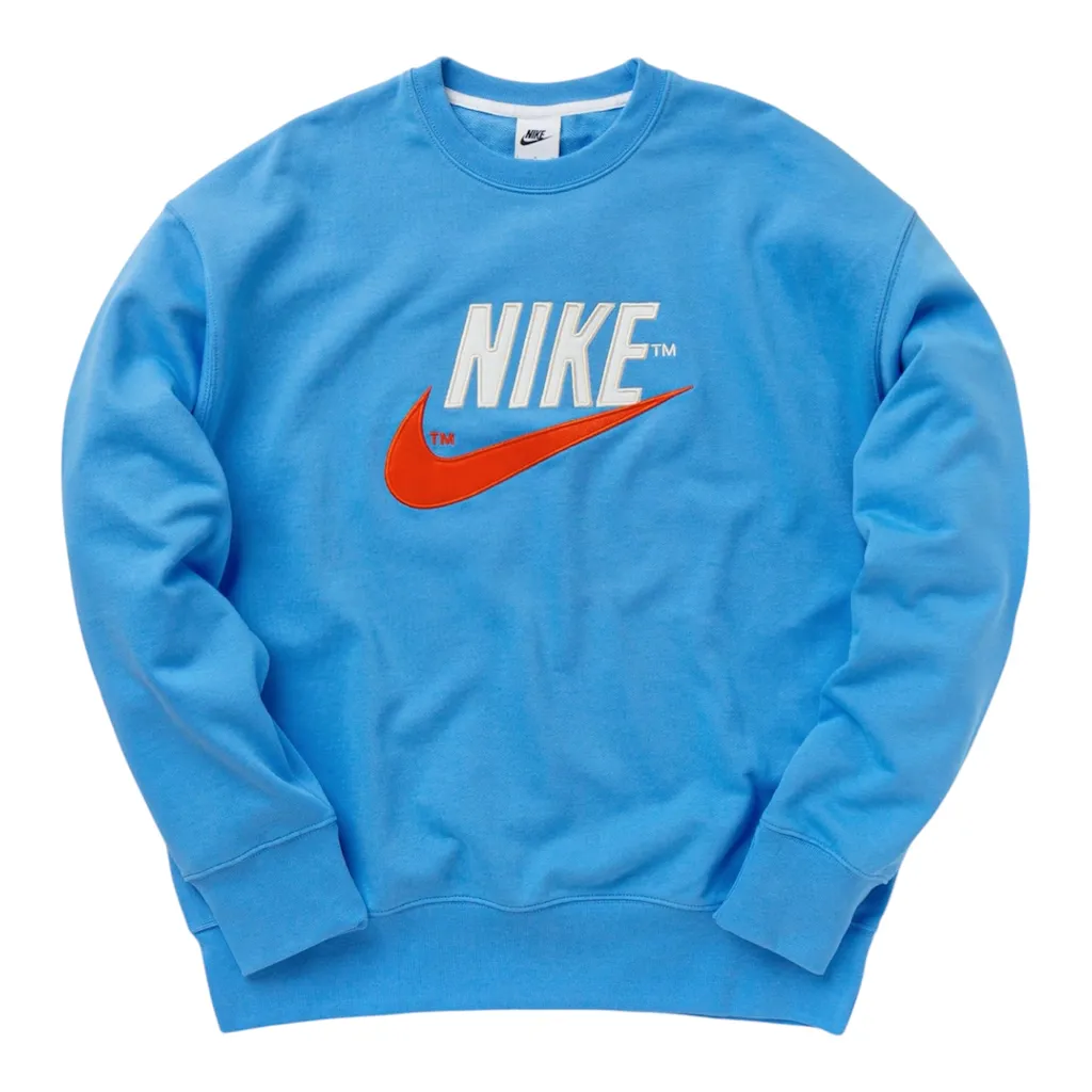 Nike Retro Trend Logo Fleece Crewneck Sweatshirt Size XXL Blue photo 1