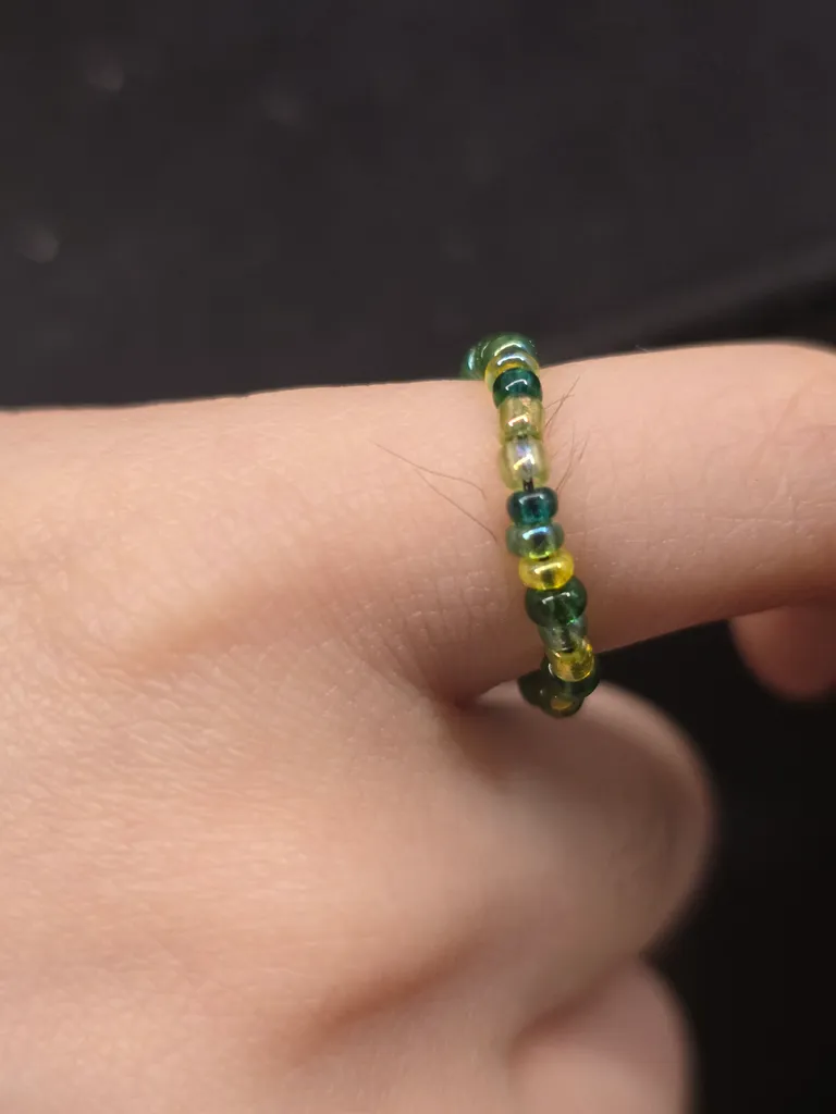 Green beaded ring photo 1