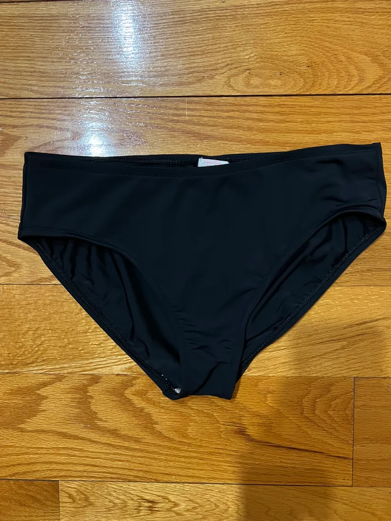 Vintage Black High Waist Bikini Bottoms, Large photo 1