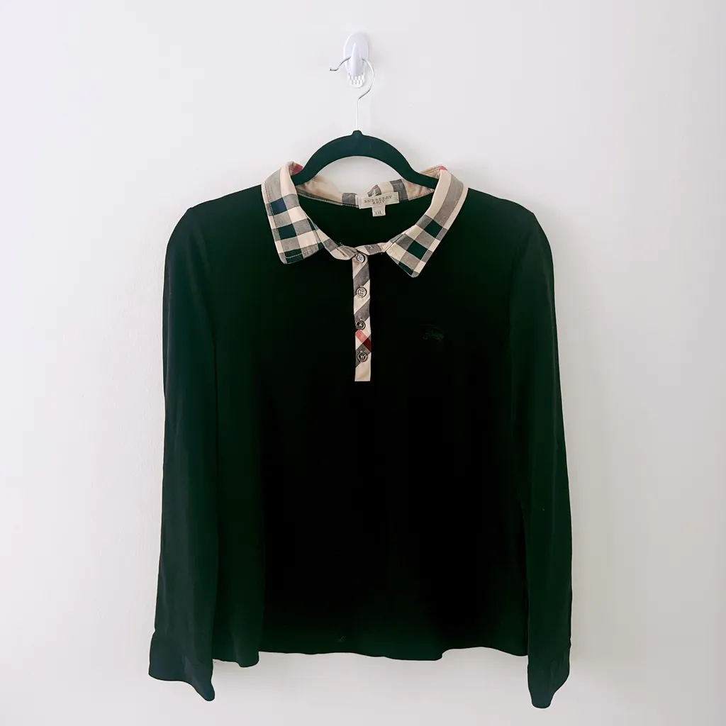 Burberry Long-sleeve Plaid Collar Women’s Long Sleeve Top photo 1