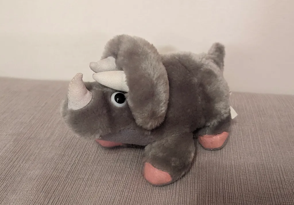 Grey Plush Triceratops Stuffed Animal photo 1