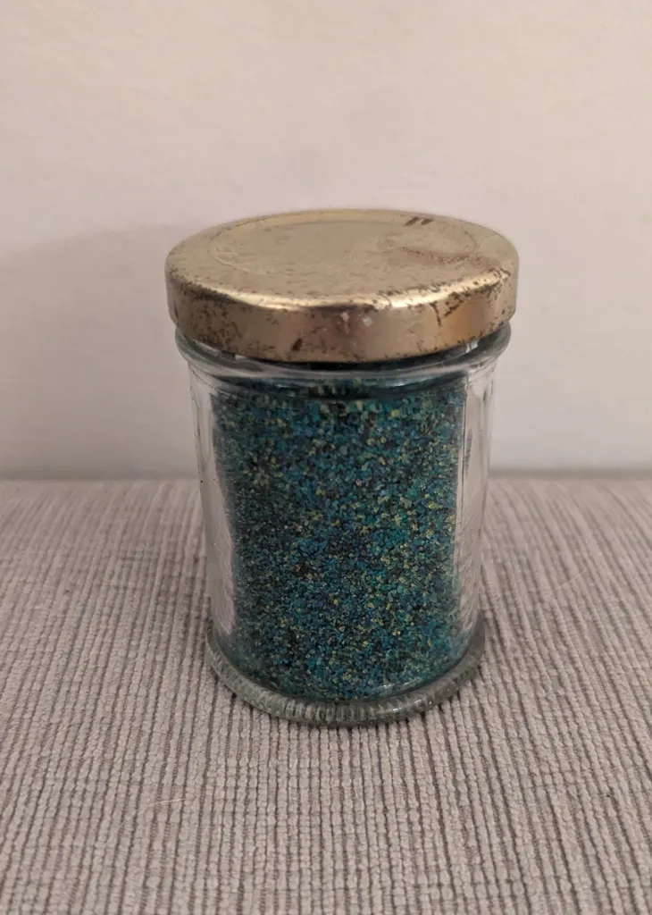 Vintage Glass Jar With Gold Lid Filled with Sand photo 1