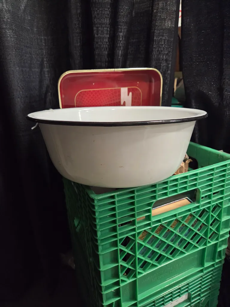 LARGE white enamel bowl  photo 1