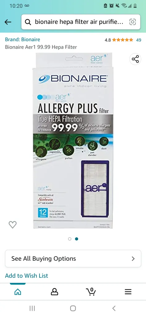 Bionaire hepa filter photo 1