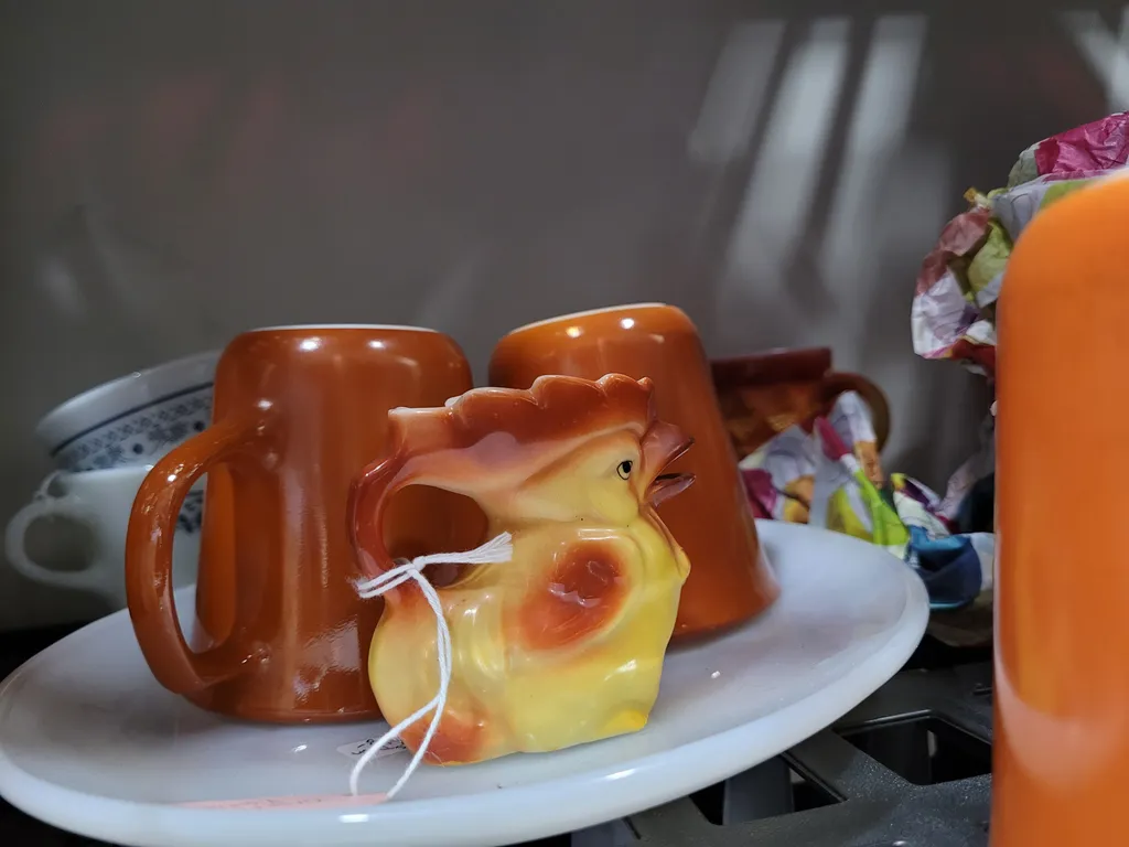 Chicken mini pitcher + 4 rust mugs photo 1