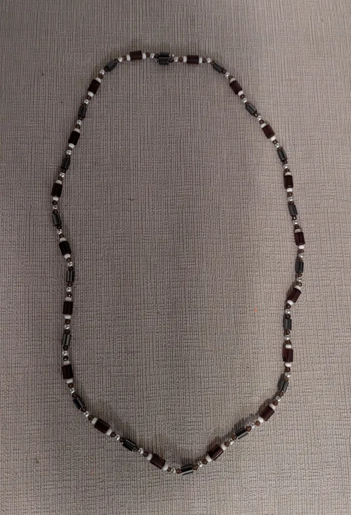 Brown and Silver Magnetic Beaded Necklace photo 1