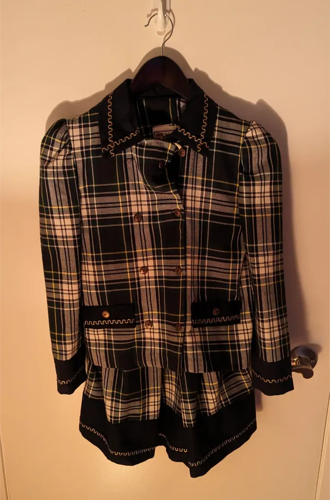 Maison Pour Enfants Plaid Skirt & Jacket Set - Girls Size 12 photo 1