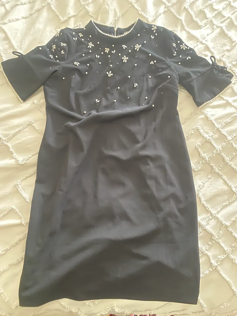 Black dress with pearl detailing  photo 1
