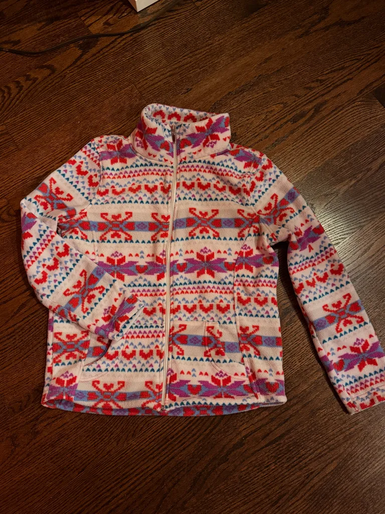 AZTEC PRINT ZIP UP FLEECE JACKET SZIE XL -14/16 TREEN  photo 1