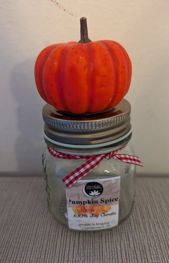 Mason Jar with Decorative Pumpkin photo 1