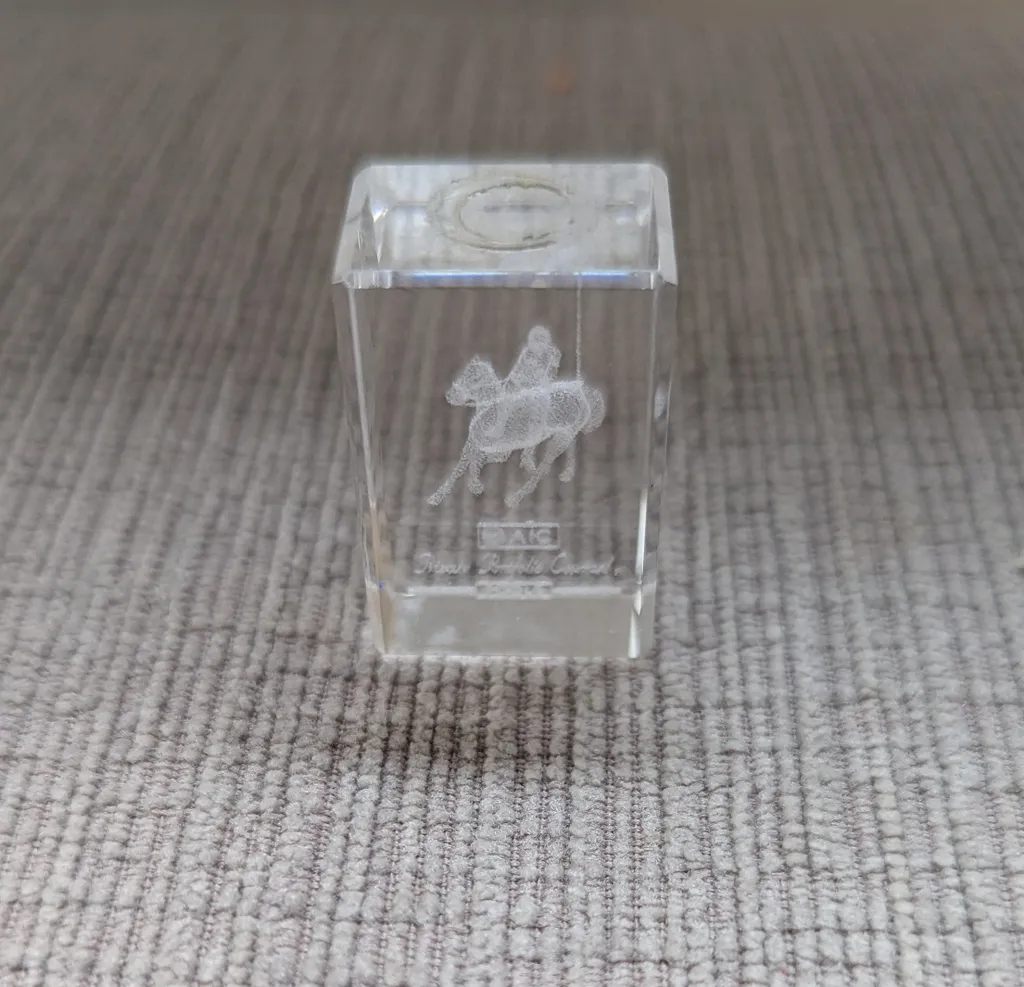 Crystal Paperweight with Horse Rider Design photo 1