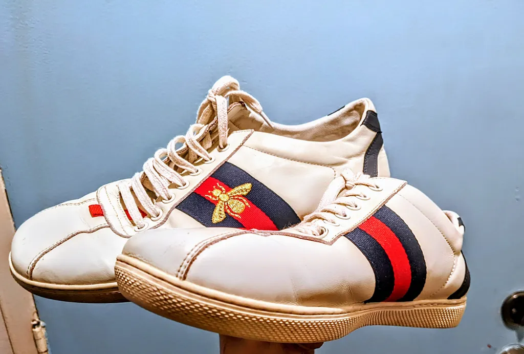 Bumblebee White Leather Gucci Ace's Size 43 photo 1