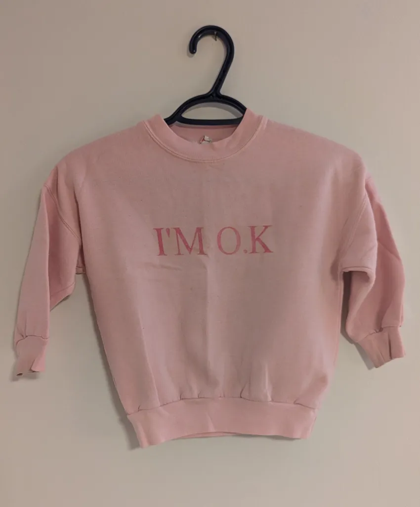 Pink 'I'm O.K. You're O.K.'  Crewneck Sweatshirt - Kids Small photo 1