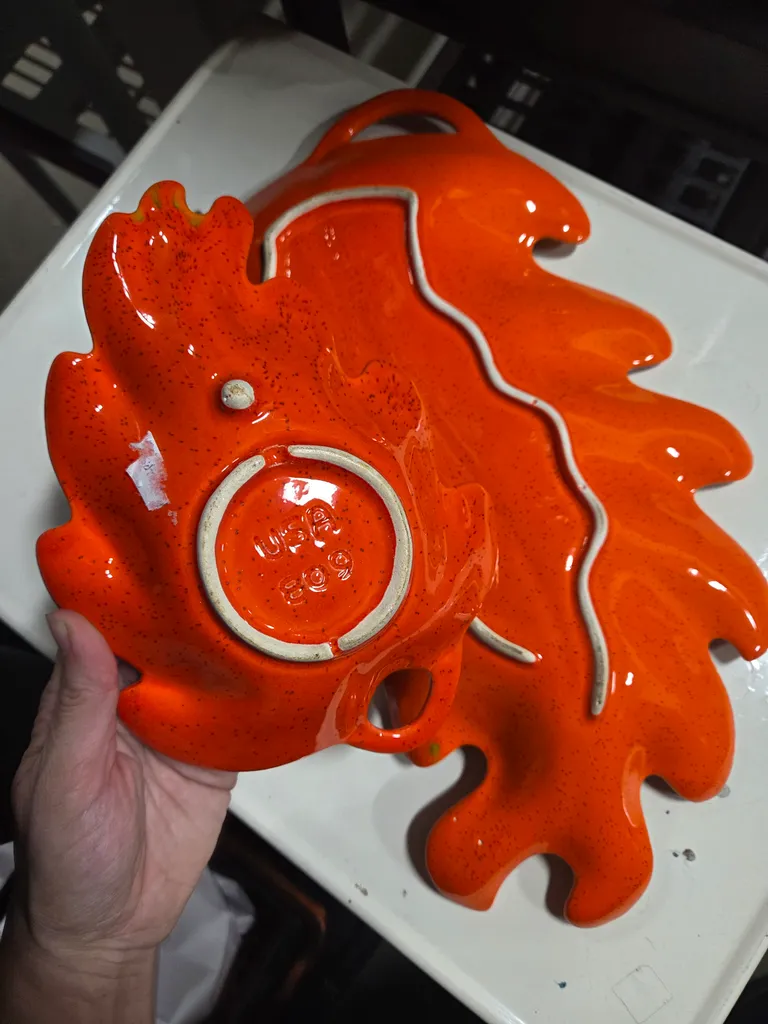 Vibrant orange ceramic dish set photo 1