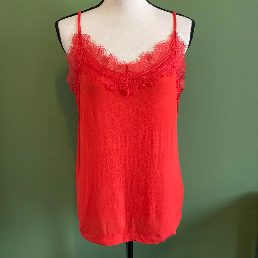 B.YOUNGE RED/ORANGE tank top size 32- approx M photo 1