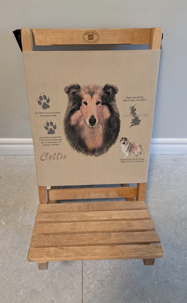 Folding Wooden Chair with Collie Design  photo 1