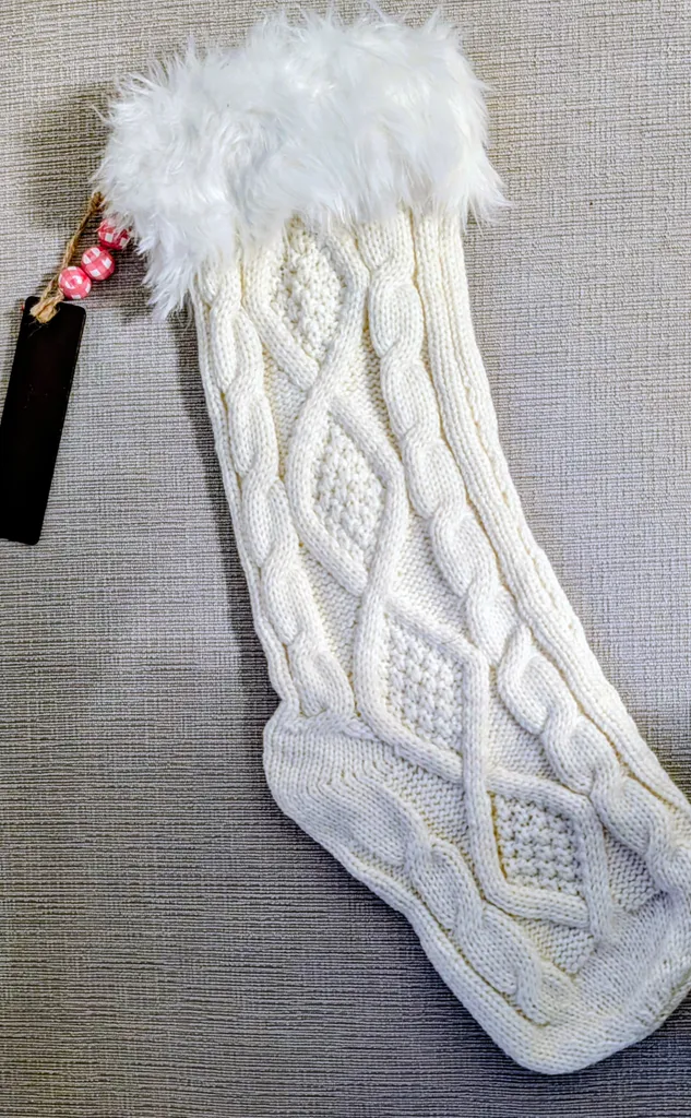 Brand New Cream Knit Christmas Stocking  photo 1