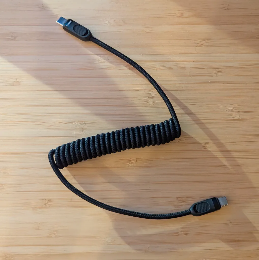 Coiled USB-C cord photo 1
