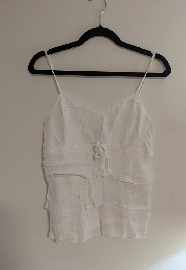 White Ruffle Tank Top - Women's Large photo 1