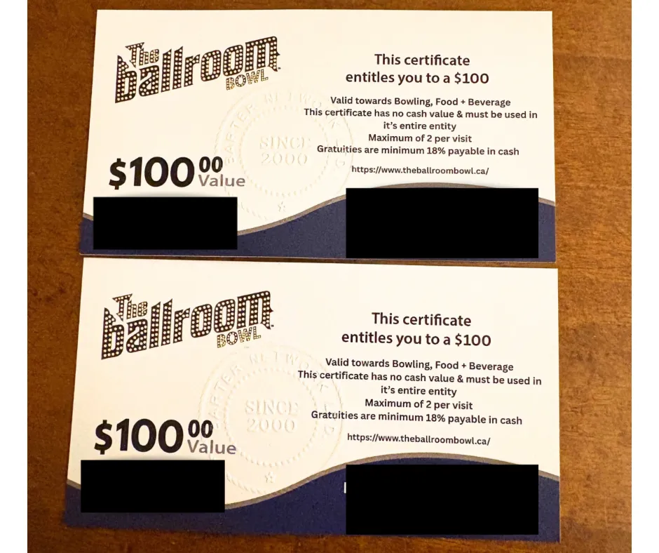 $200 Ballroom Bowl Gift Certificates photo 1