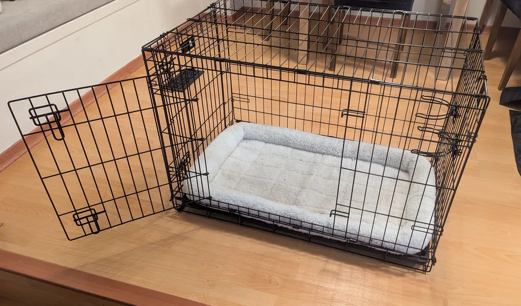Dog Crate with Bed & Cover  & Food/Water Bowl Holders photo 1
