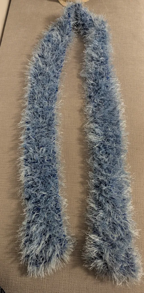 Blue and White Fuzzy Scarf photo 1