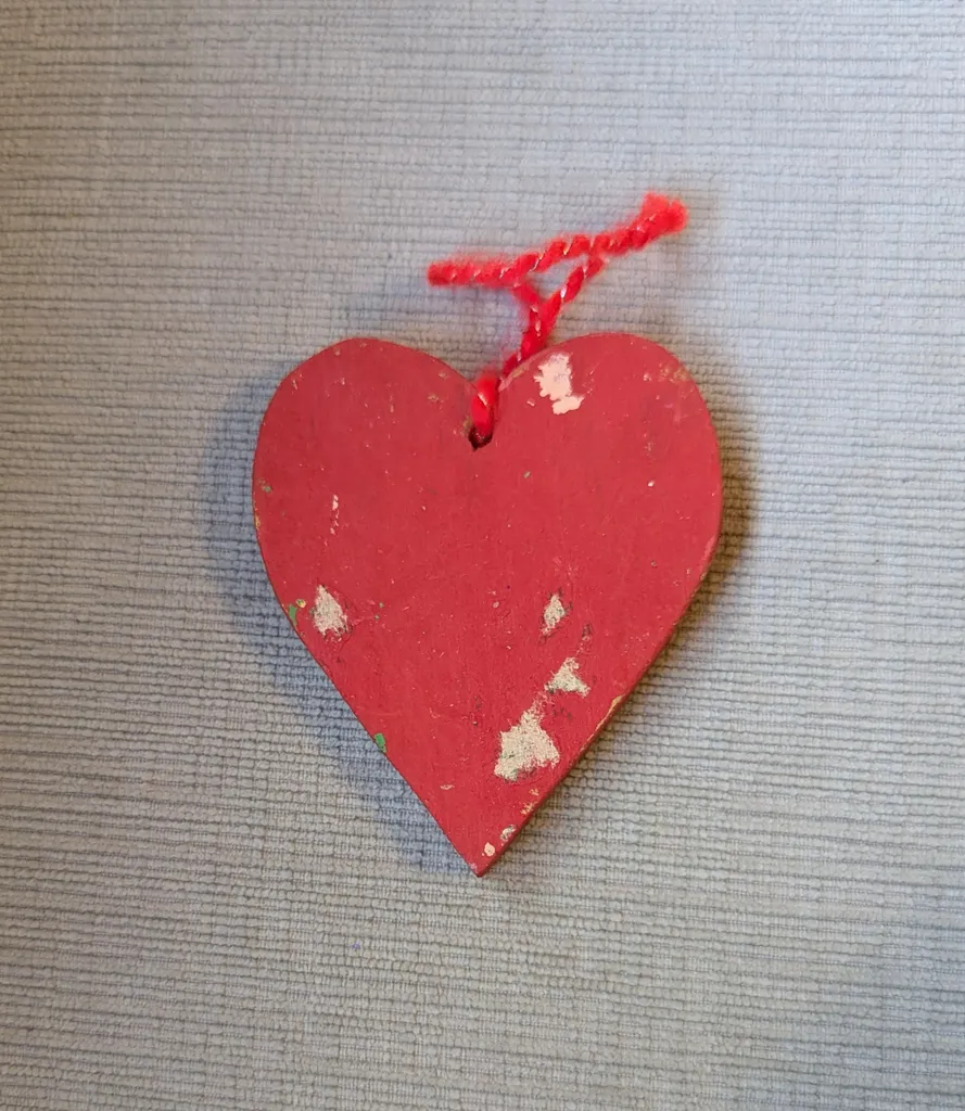 Red Wooden Heart Ornament photo 1