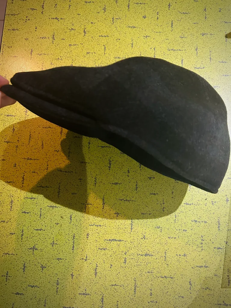 Dark blue wool flat cap - men's large photo 1