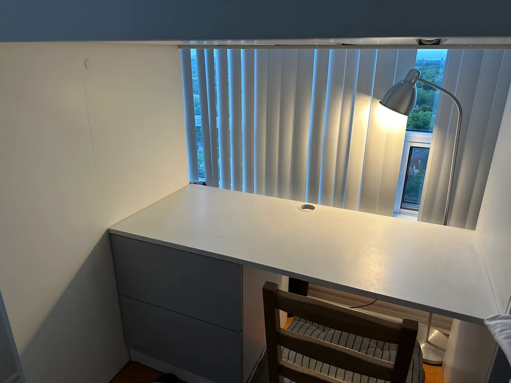Ikea Loft bed, white gray/with desk with 3 drawers photo 1
