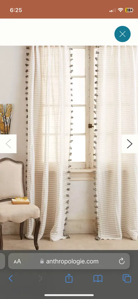 Anthropologie pom pom striped curtain  photo 1