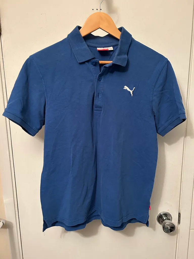 Puma blue polo shirt - men's small photo 1
