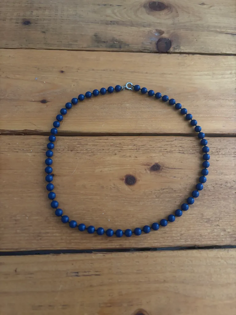 Vintage Blue Plastic Beaded Short Necklace photo 1