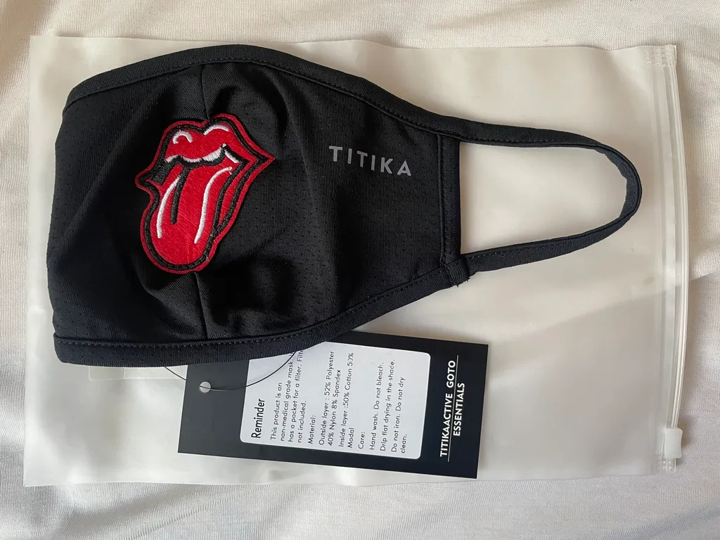 BNWT black face mask with decorative patch photo 1