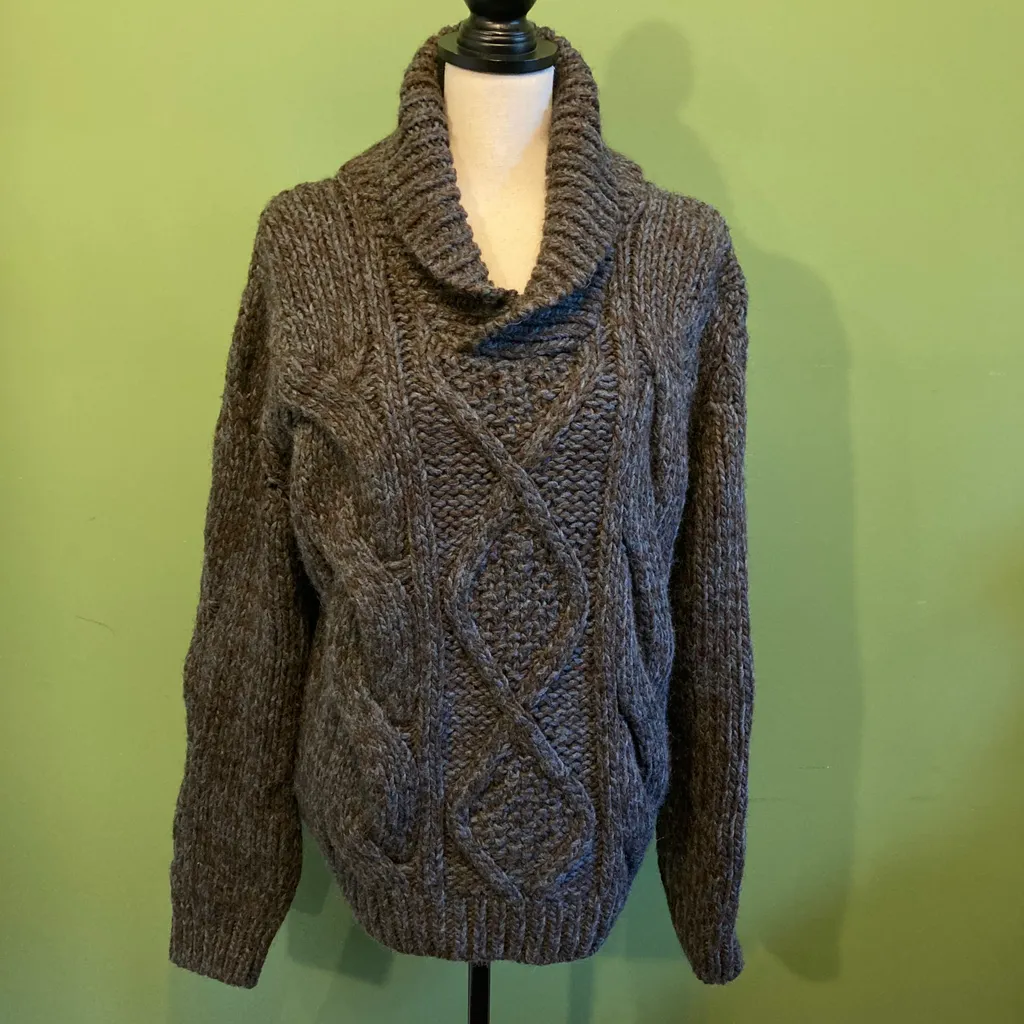 UNISEX WOOL CABLEKNIT  CHUNKY SWEATER photo 1