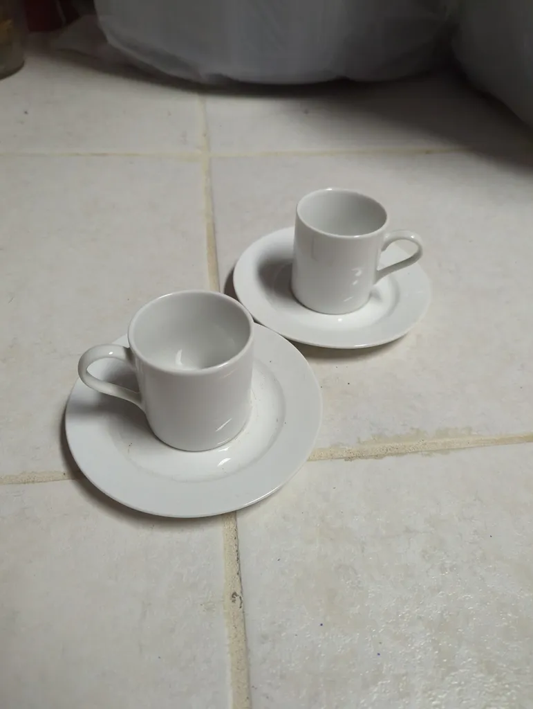 White espresso cups with saucers photo 1