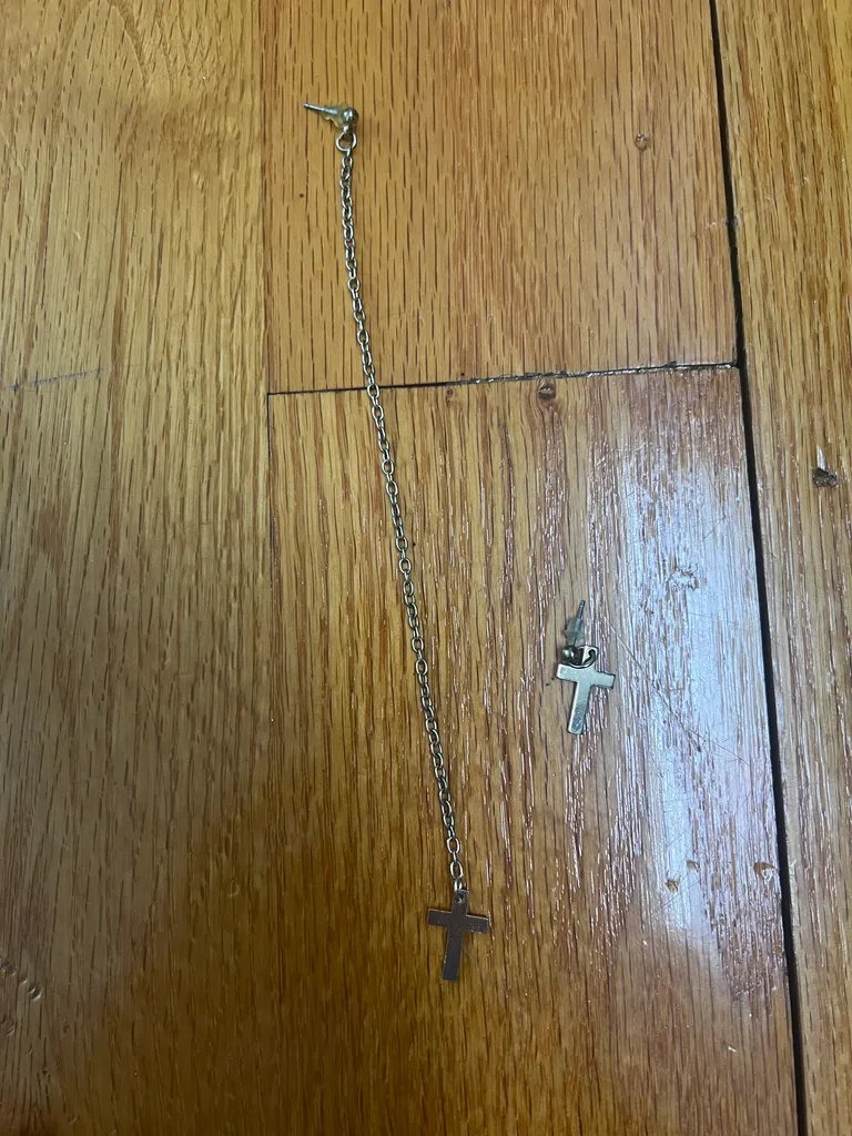 Gold Cross Earrings, New photo 1