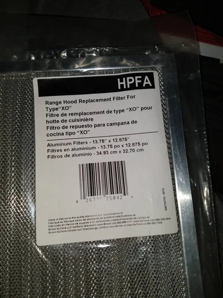Range Hood Replacement Filter For Type XO (13.75" X 12.875") photo 1
