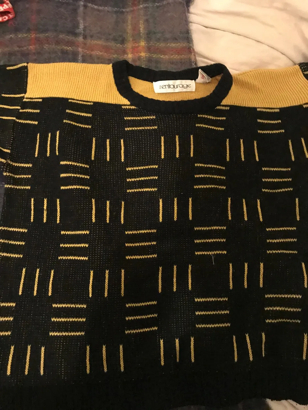 Excellent Black And Orange Patterned Sweater photo 1