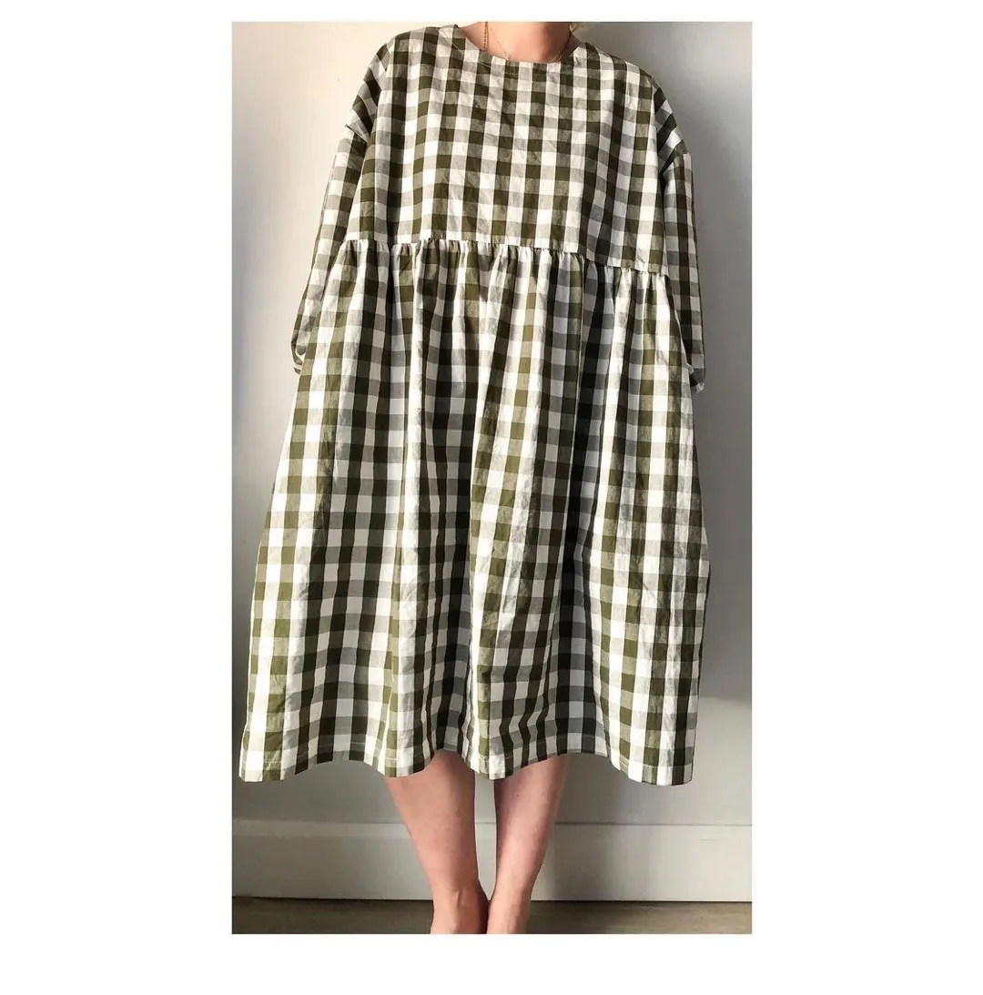 Red Sky - Green/white Gingham House Dress photo 1