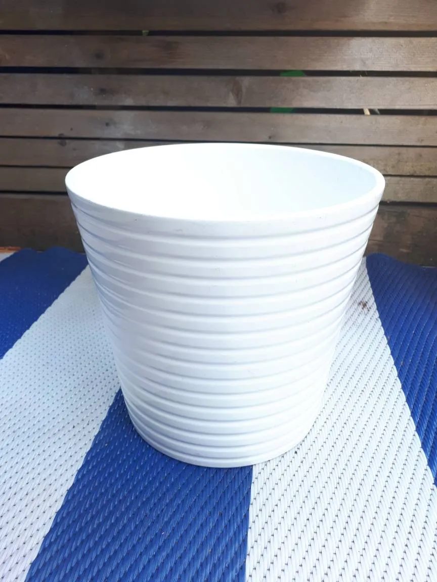 White Ceramic Planter photo 1