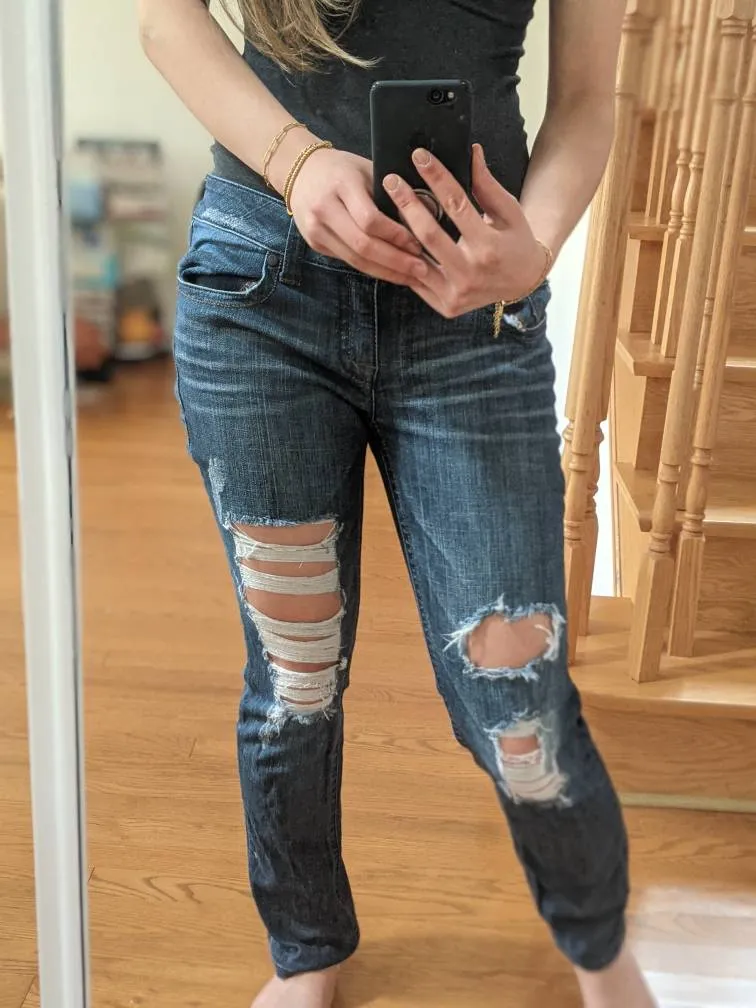 Distressed Jeans- Fits Size Small / Xsmall photo 1