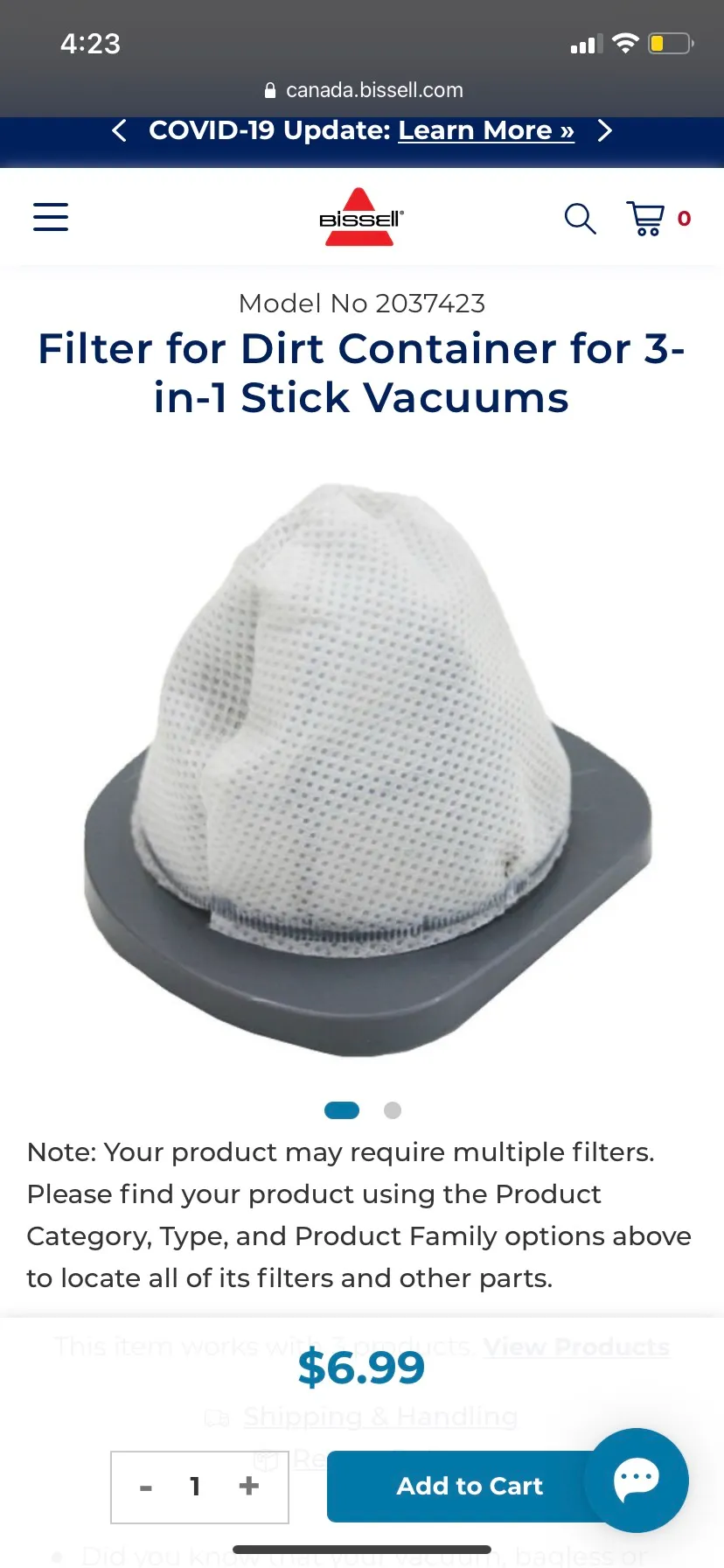 Bissel Vacuum Filter photo 1