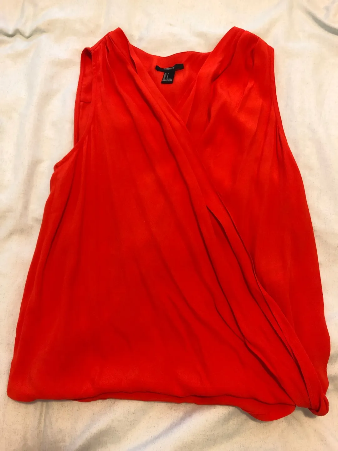 Red Flowy Wrap Sleeveless Top photo 1